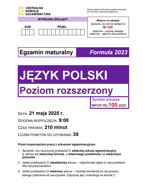 Jak wygląda arkusz maturalny z języka polskiego na poziomie rozszerzonym